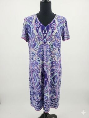London Style Purple and Teal Paisley Dress